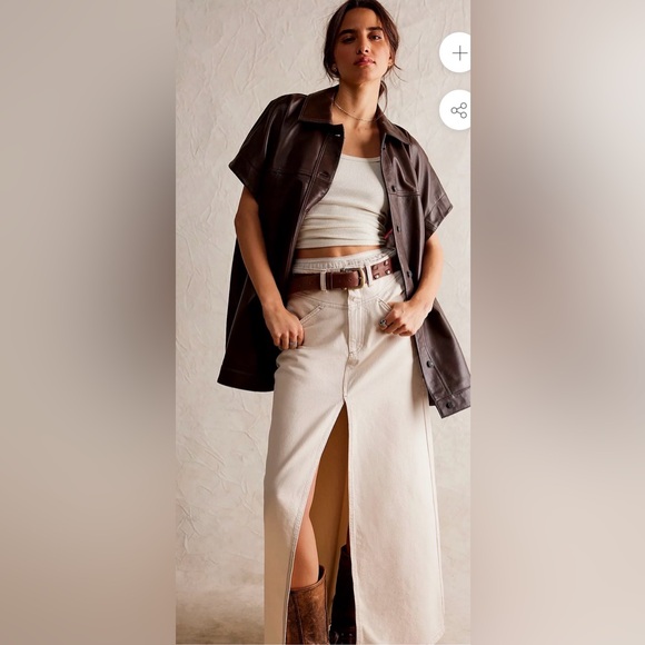 Free People Dresses & Skirts - Free People We The Free Come As You Are Denim Maxi Skirt NWT Wisp Ivory Sz 8